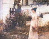 约翰 威廉姆 沃特豪斯 : Gathering Summer Flowers in a Devonshire Garden